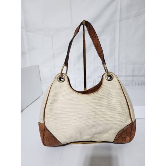 Authentic Gucci Signature-Trimmed Canvas Colbert Hobo Bag Cream/Brown - Picture 4 of 13